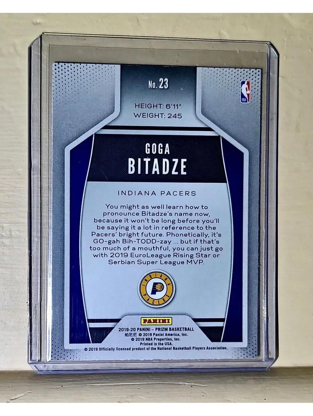 Goga Bitadze 2019-20 Panini Prizm Instant Impact NBA #23 Rookie Card